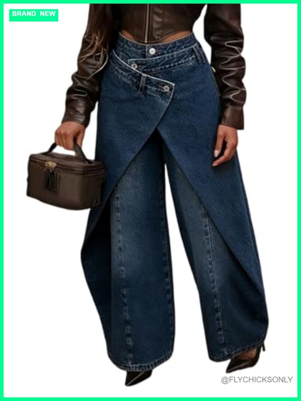 Wide Leg Asymmetrical High Waisted Wrap Trousers Palazzo Pants